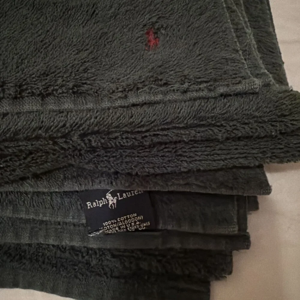 Ralph Lauren Home | Green Cotton Bath Towel | Red Pony Logo | Made in USA 27x47